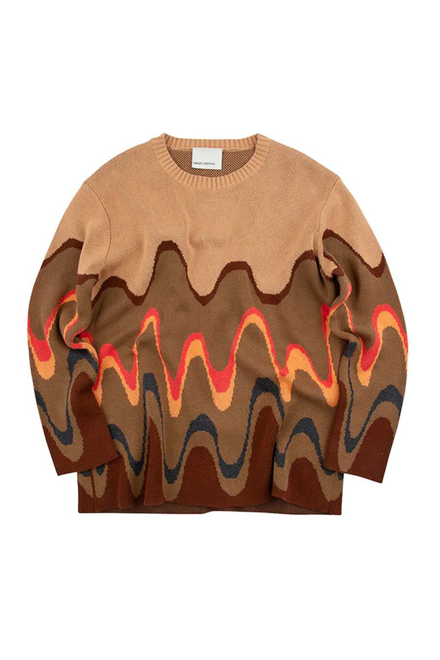 Intarsia Wave Knit - Brown Multi