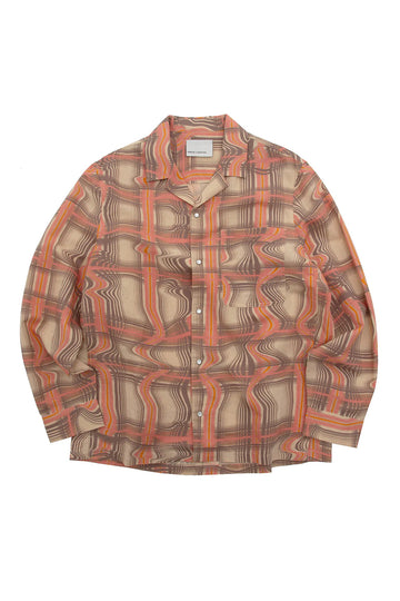 Long Sleeve Wave Shirt - Warped Check Print