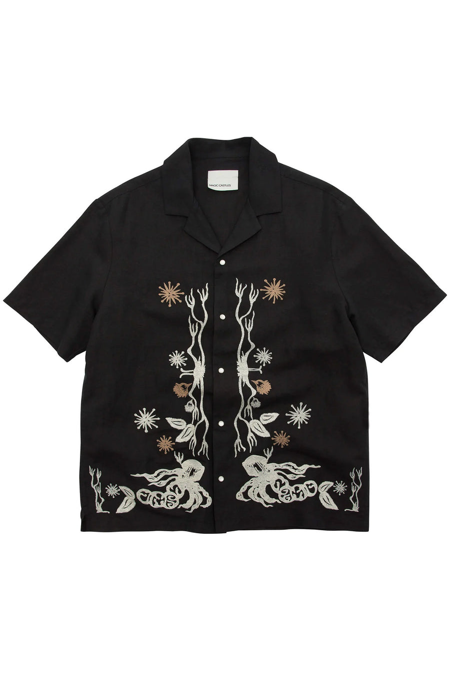 Dancers Embroidered Shirt - Charcoal Linen