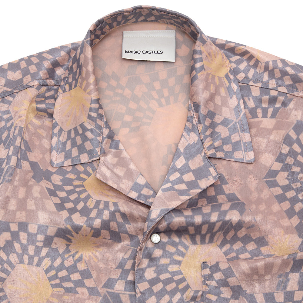 Short Sleeve Wave Shirt - Warped Honeycomb Print