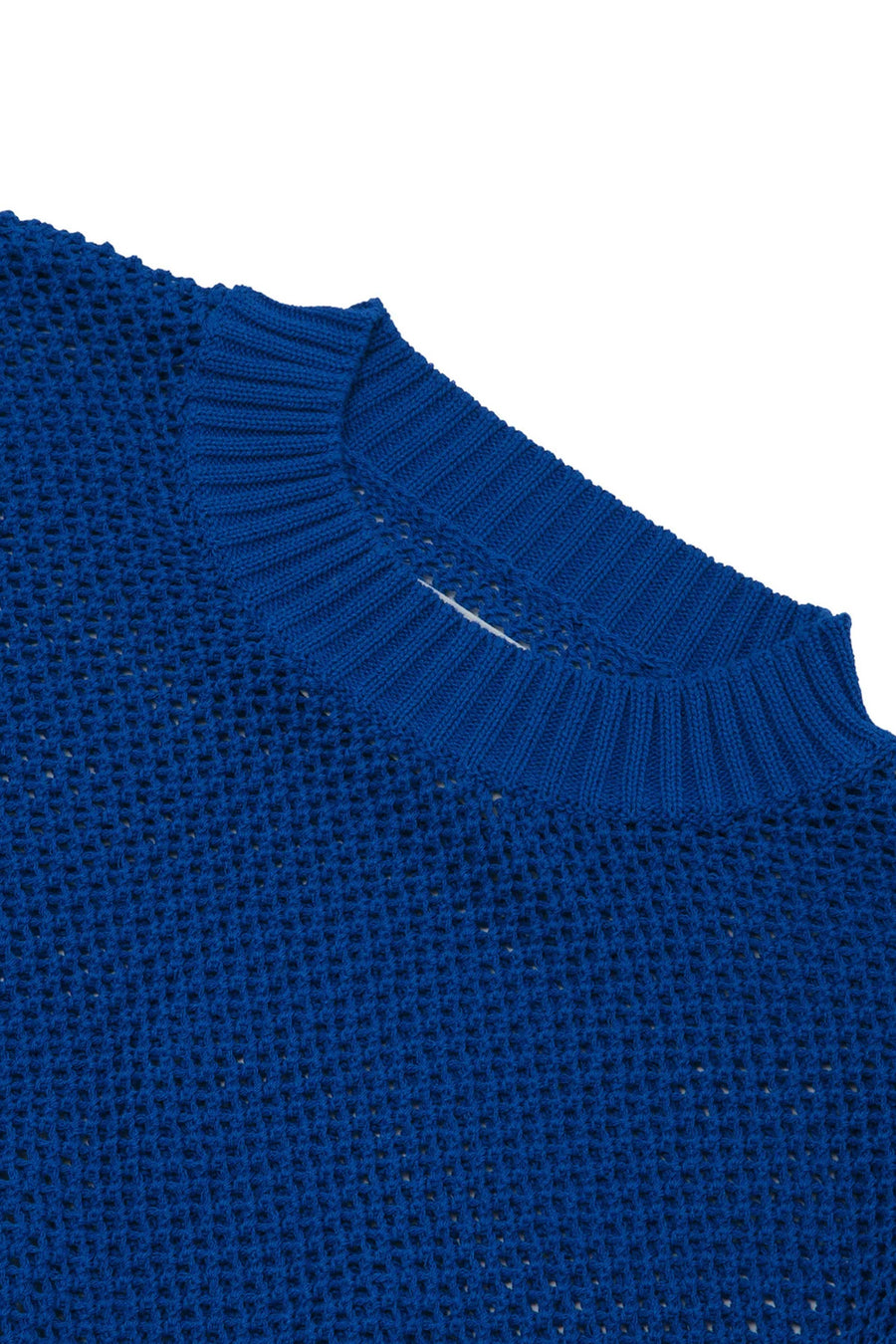 Mesh Knit Crew - Cobalt Blue