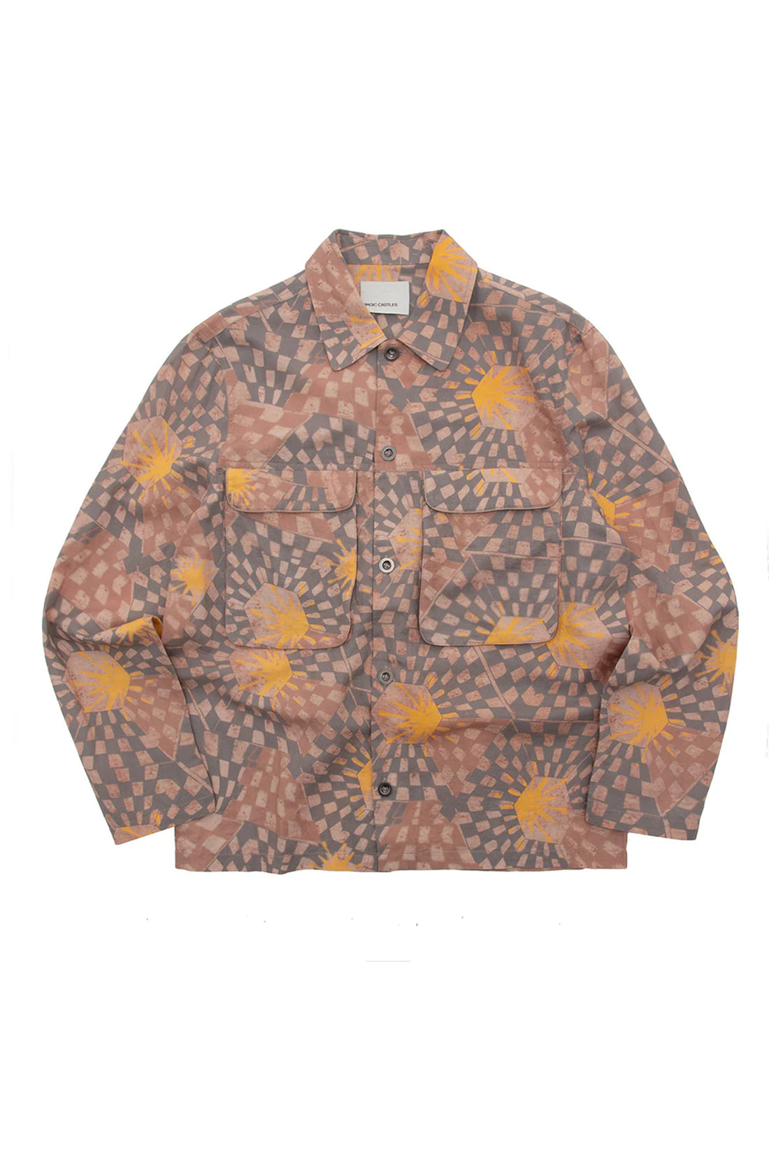 Pocket Overshirt - Warped Honeycomb Print