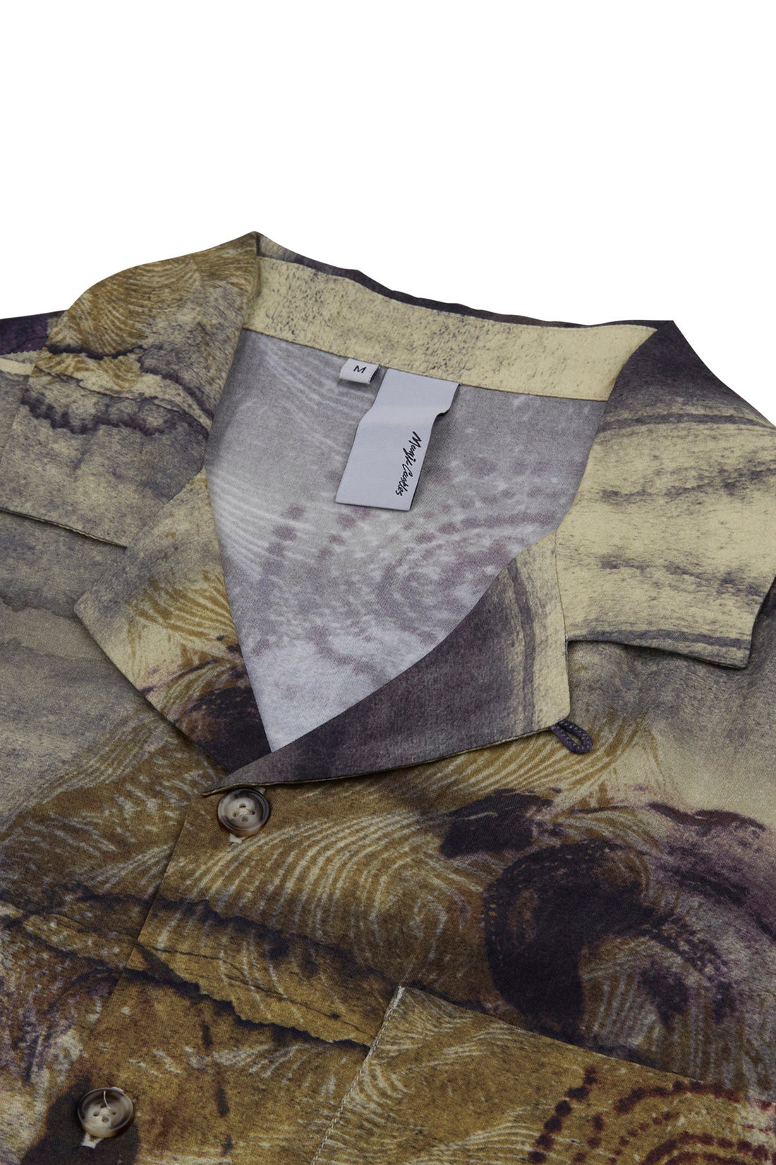 Short Sleeve Wave Shirt - Khaki Ink Print