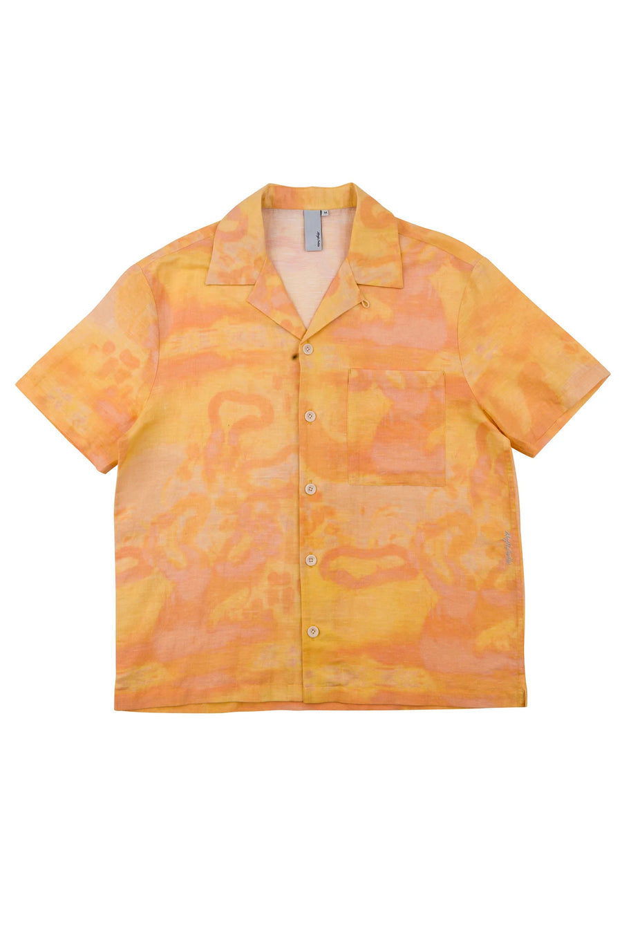 Short Sleeve Wave Shirt - Orange Ink Print