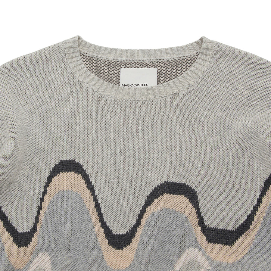 Intarsia Wave Knit - Charcoal Multi