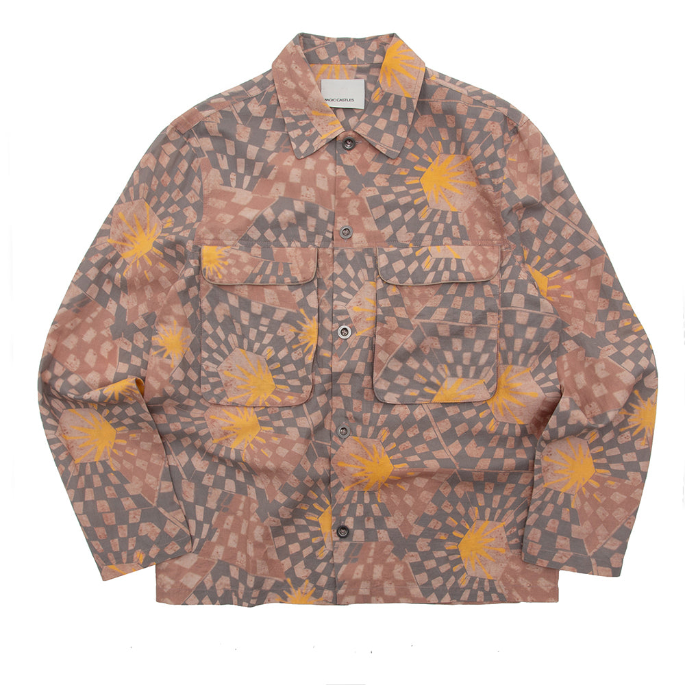 Pocket Overshirt - Warped Honeycomb Print