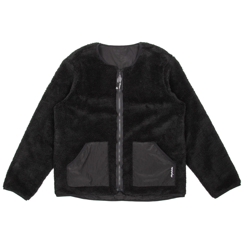 Reversible Collarless Jacket in Black