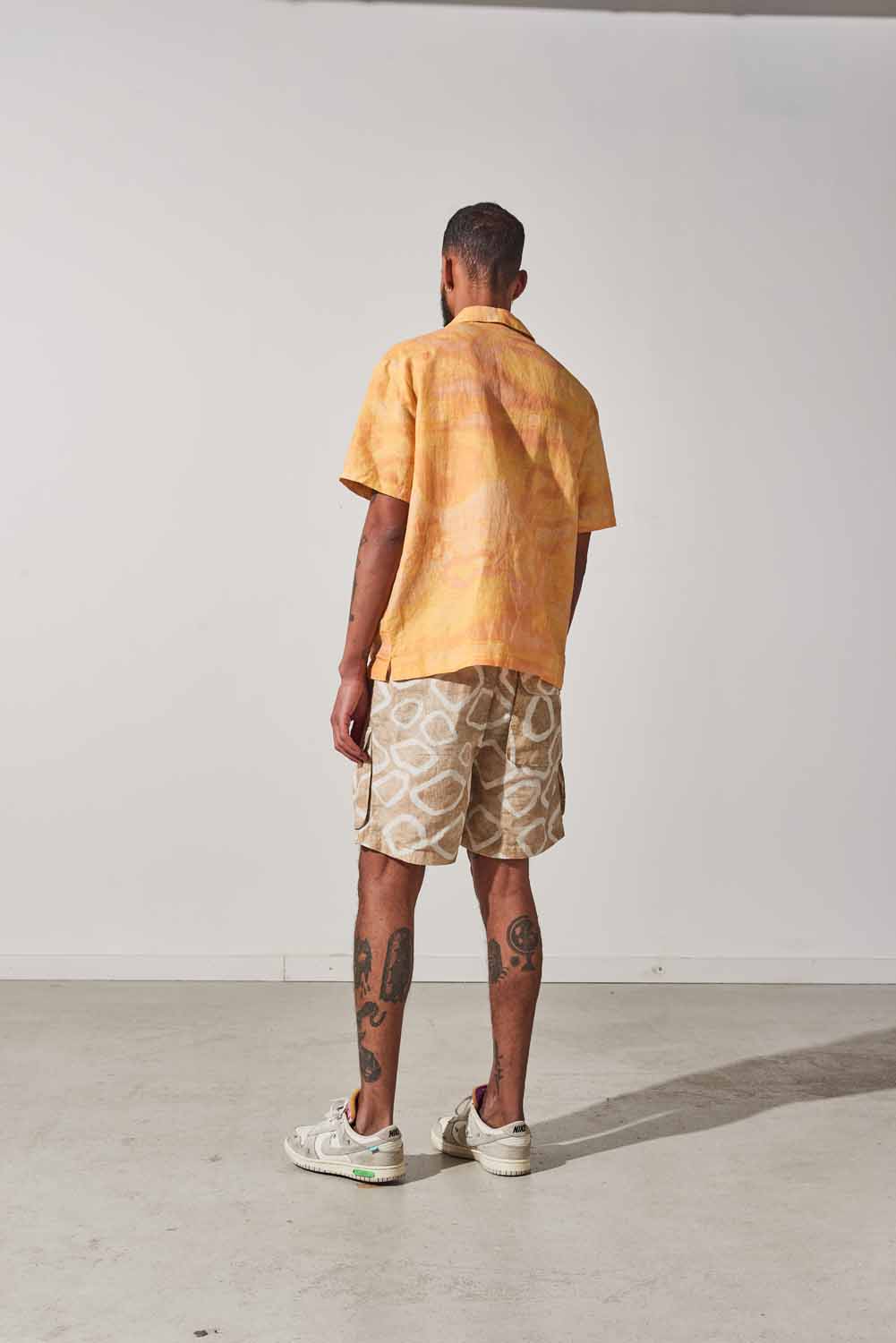 Short Sleeve Wave Shirt - Orange Ink Print