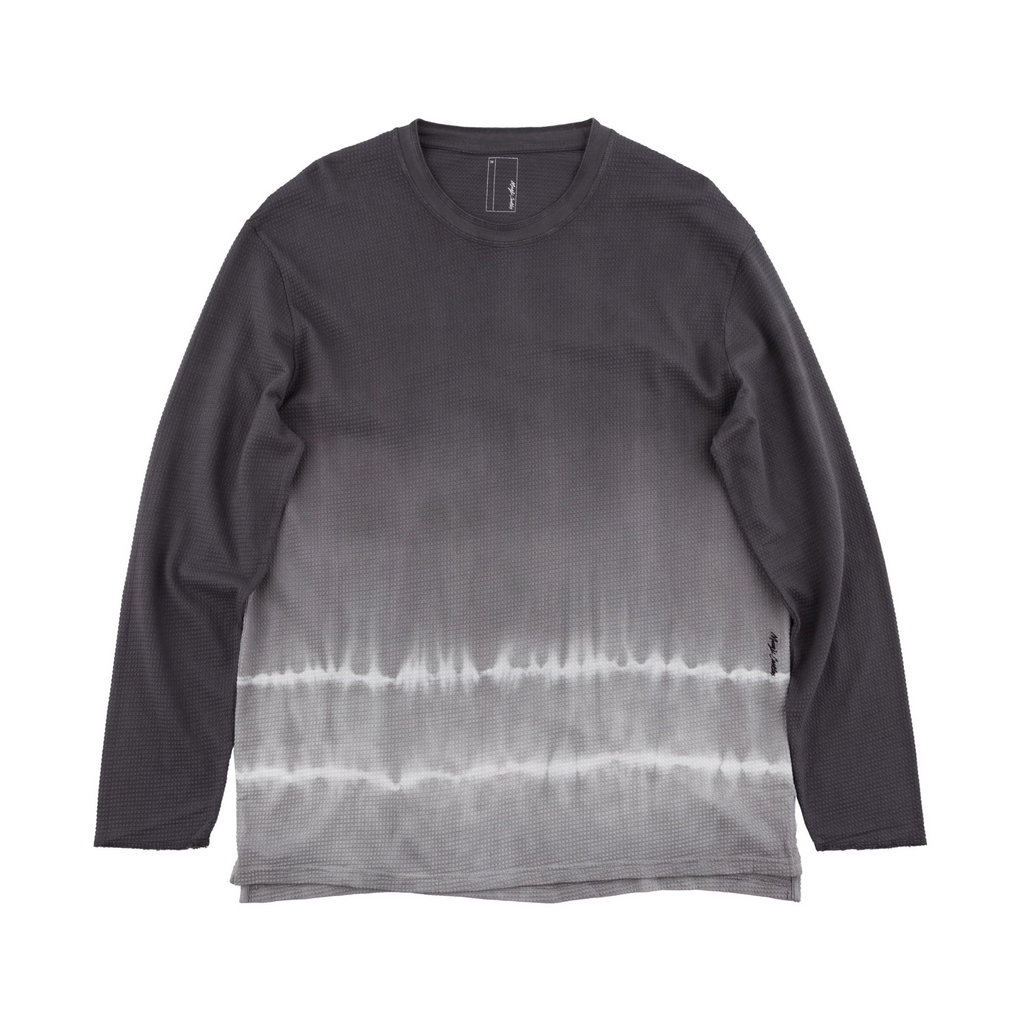 Dyed Waffle L/S T-Shirt in Charcoal